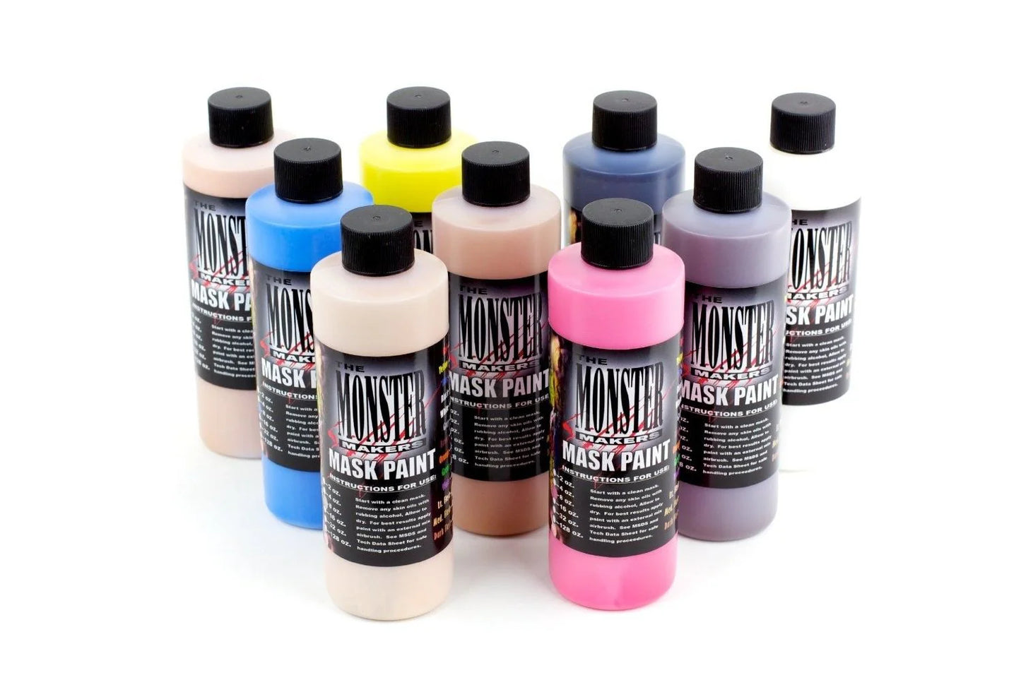 The Monster Makers Latex Mask Paint 9 Color Kit (4oz Bottles)